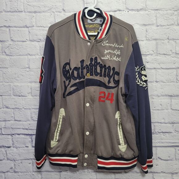 Sabit NYC Designer Tanoshinde Varsity Jacket Mens 2X Zip + Snap Hip Hop *READ - Picture 1 of 10